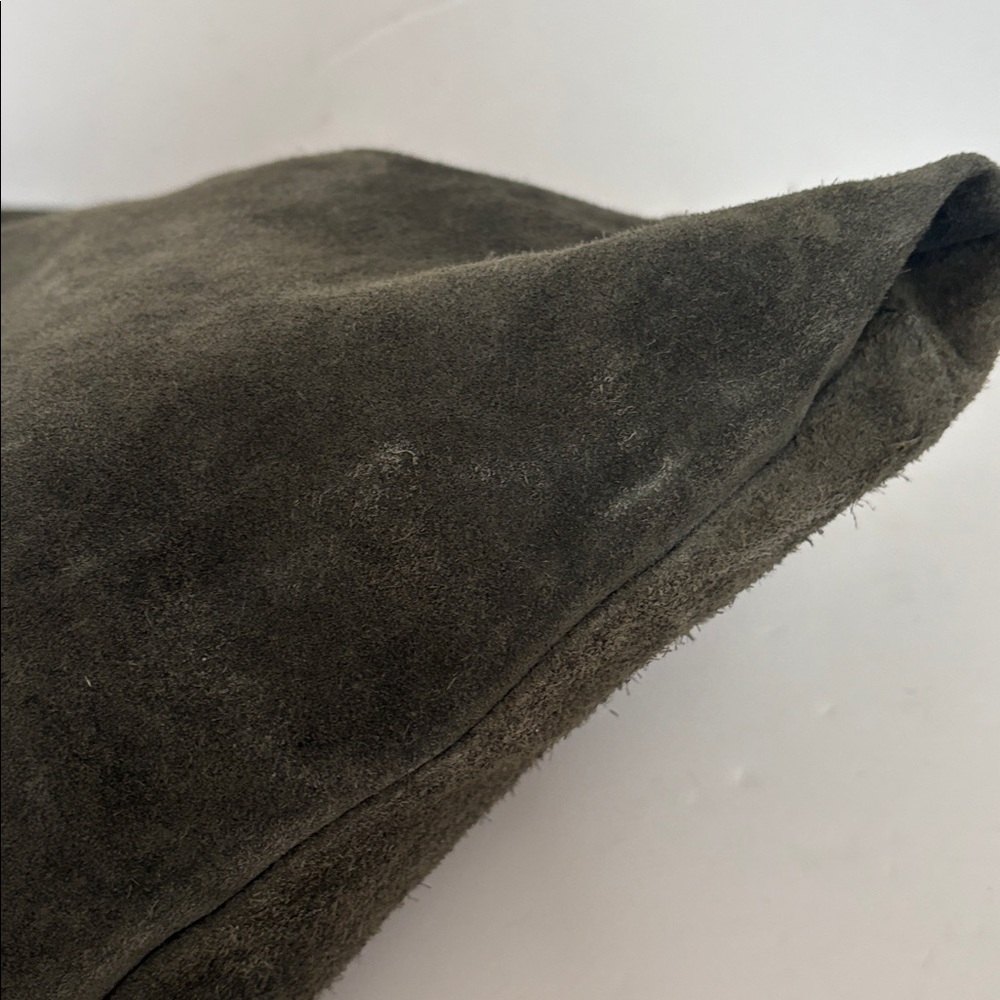 Made in Italy (no brand) olive green leather large tote shoulder bag boho style - Picture 7 of 16
